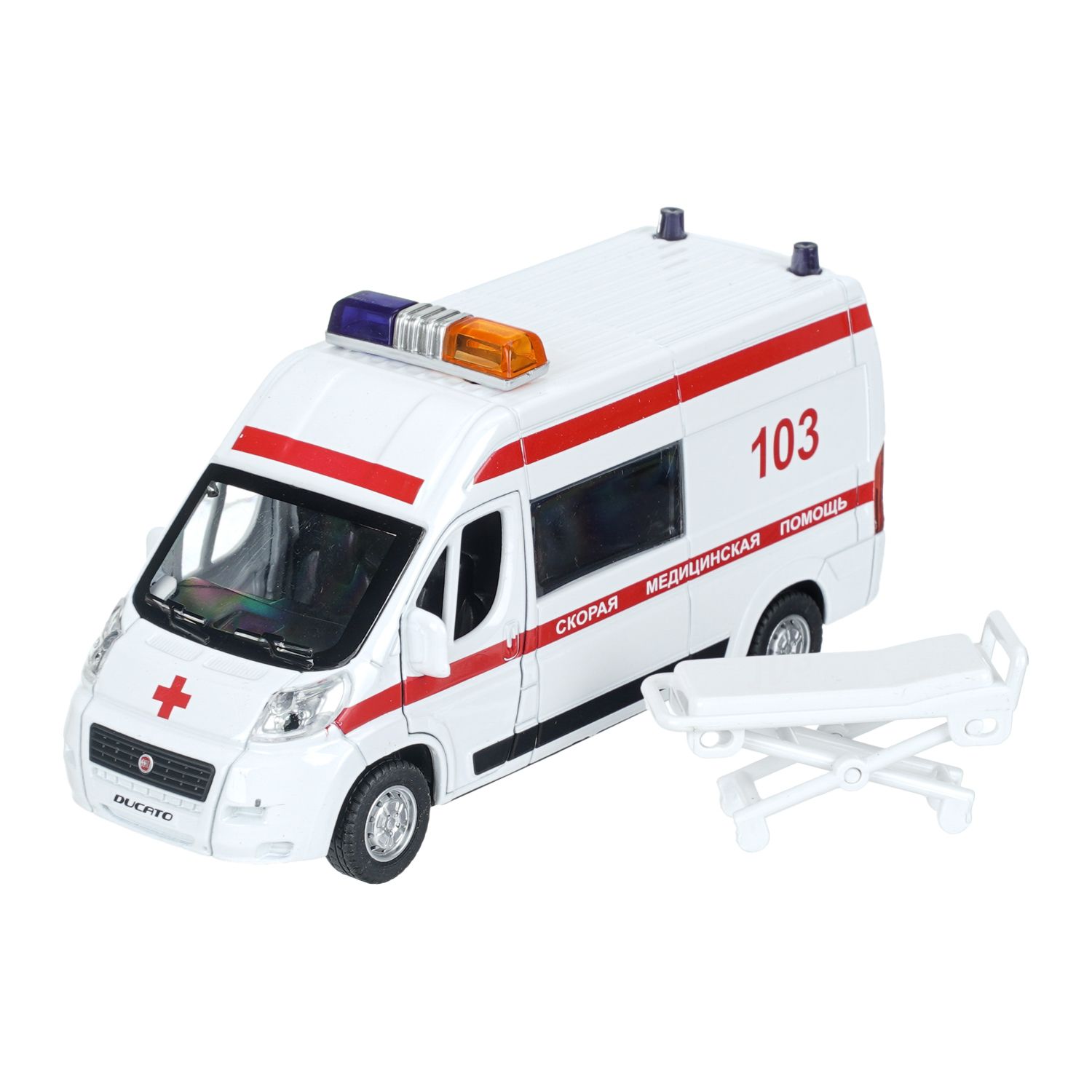 Машинки для мальчиков со светом и звуком FIAT DUCATO Скорая помощь 14 см, Технопарк