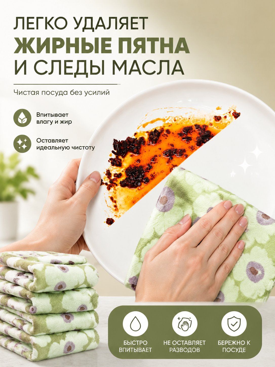 Тряпка для уборки, 10 штук, размер 27x20.7 сантиметров, Комплект из 10 штук — фото 1