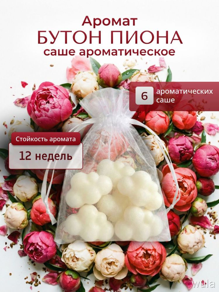 Саше для шкафа Бутон пиона, 6 шт