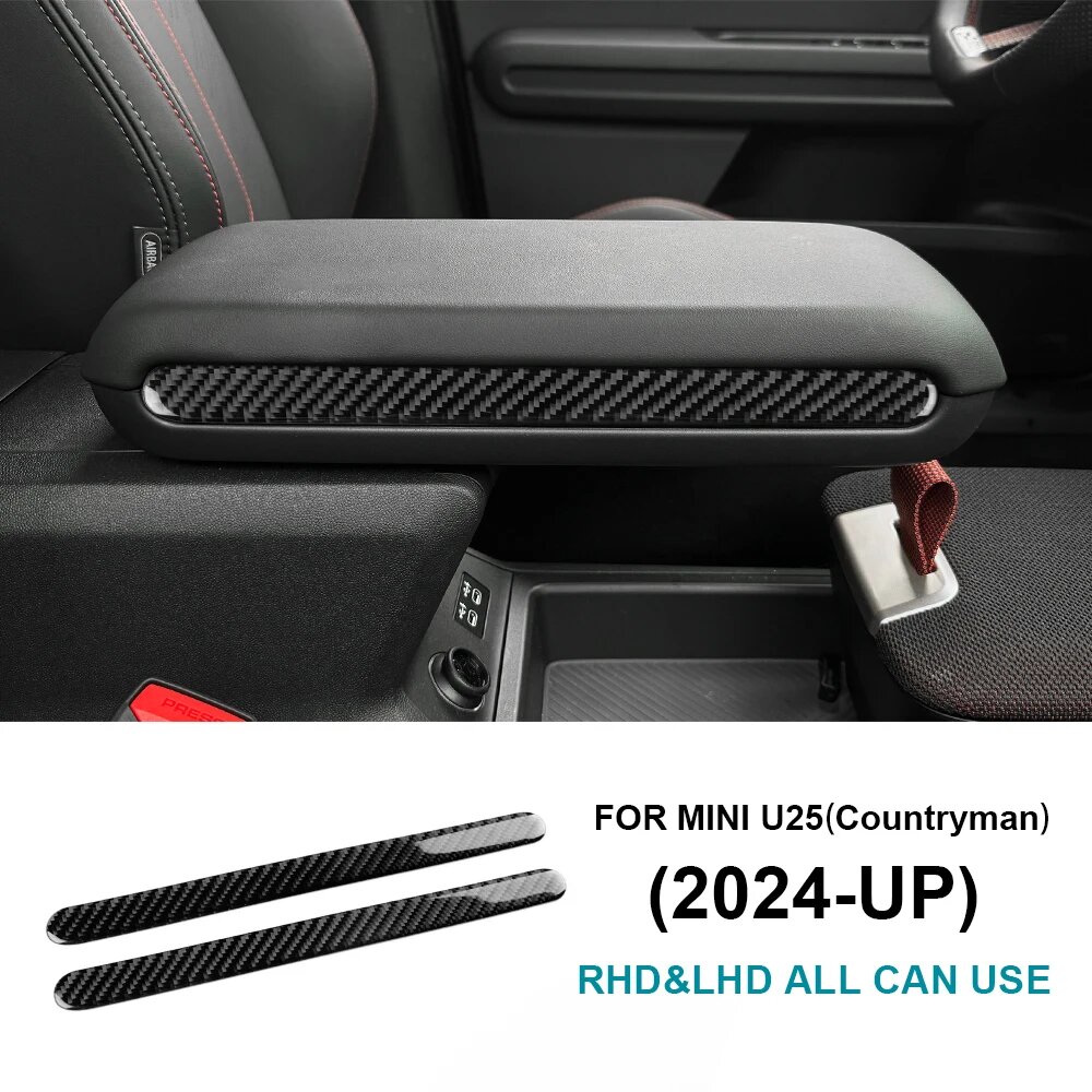 Для Mini Countryman U25 2024 2025 автомобильный подлокотник, боковая полоса, black carbon-2pcs