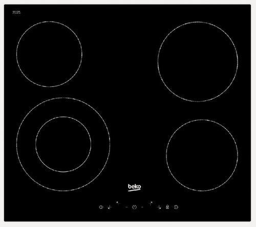 Изображение товара Электрическая варочная панель Beko HIC64402T 58 см, 4 конфорки стеклокерамика электроподжиг, черный