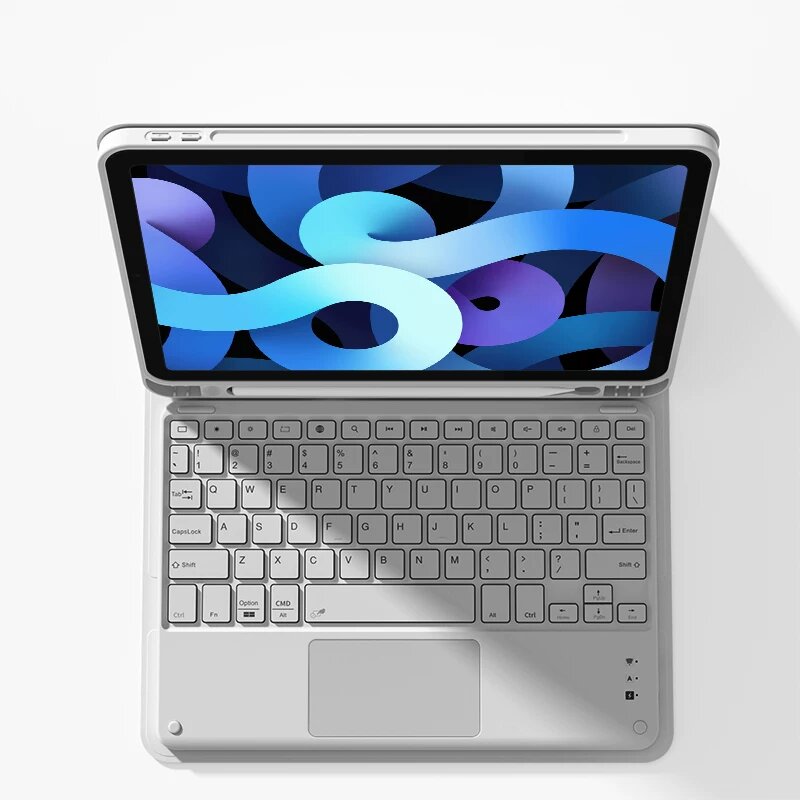 Магнитная клавиатура с кожаным чехлом для iPad 10-го поколения 10.9 дюймов, серый туман