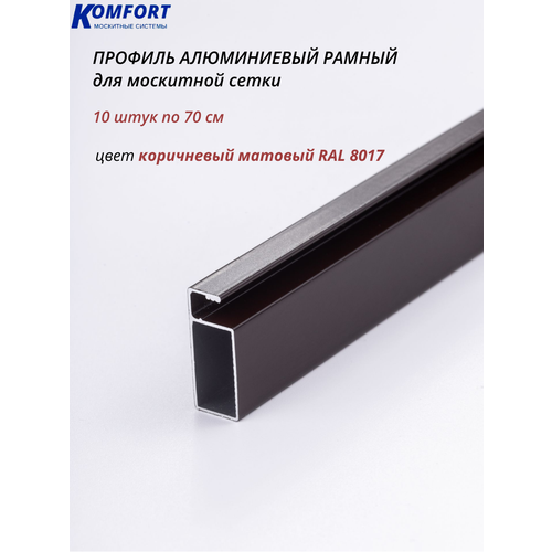 фото Профиль для москитной сетки рамный алюминиевый коричневый 0,7 м 10 шт komfort