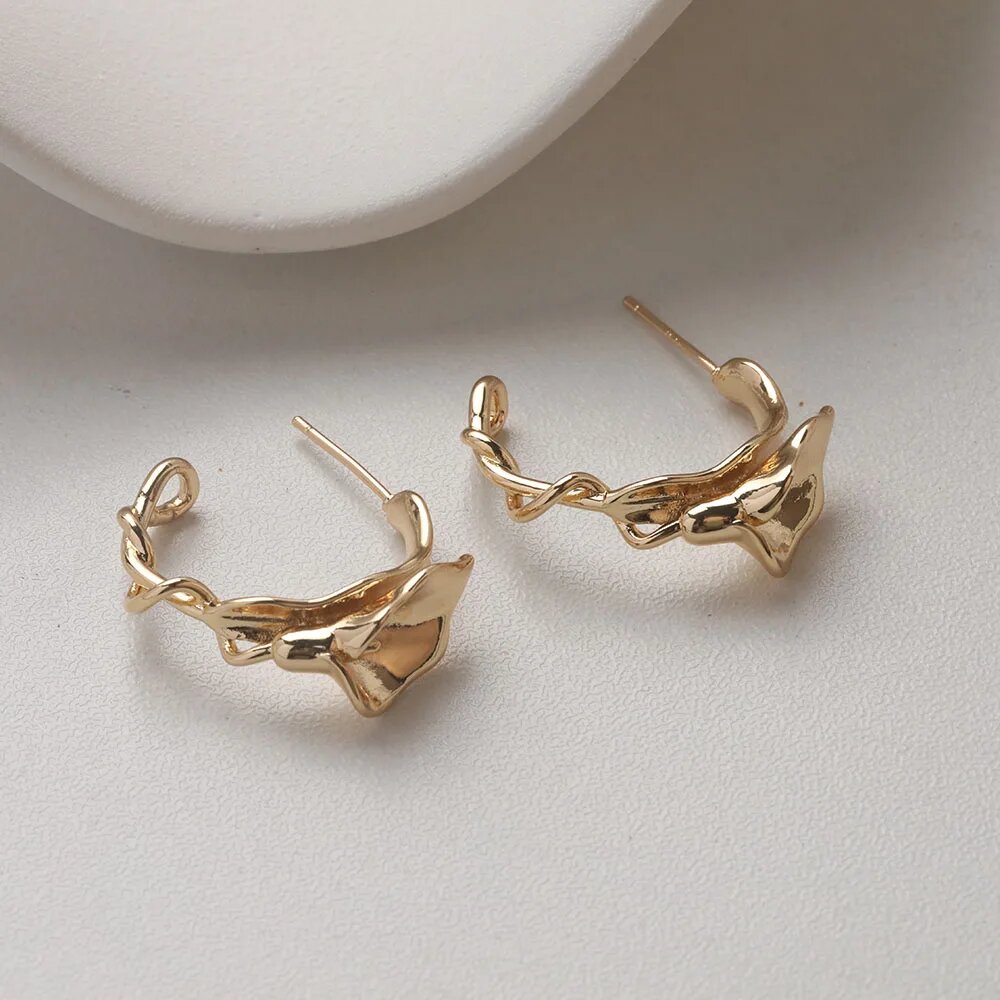 Серьги-гвоздики из латуни с позолотой, 2 шт. Бежевый, Gold