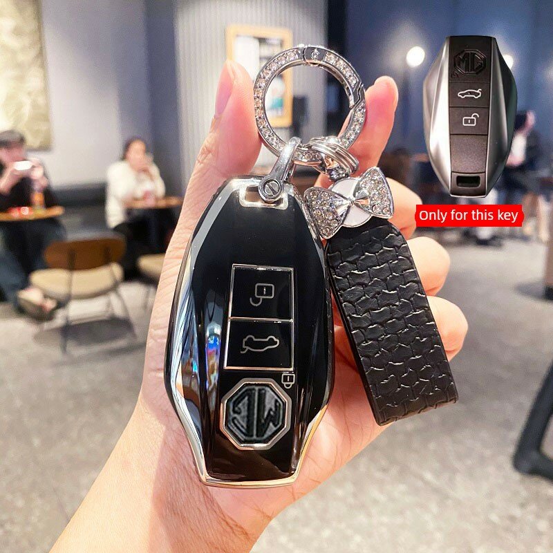 Премиум черный ключевой чехол для MG7 2023 с бабочкой кожаным ремешком, универсальная подходит