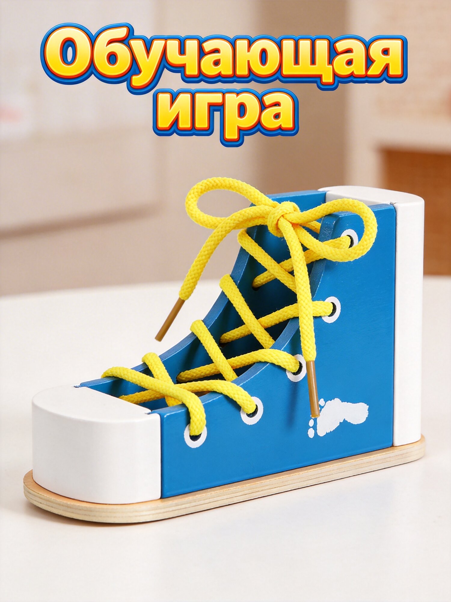 Деревянные Шнурковые Кроссовки Для Обучения Вязанию Обуви 15X8.5Cm