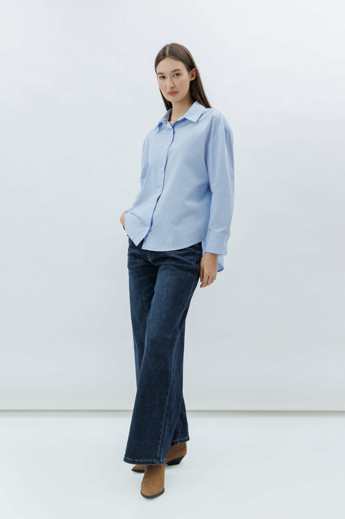 Блуза TERRA PRO, размер M, white/blue — фото 1