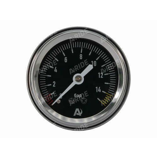 фото Манометр aride 51 мм, 1х15 бар (220 psi), 2", черный, с подсветкой, арайд, м 51 1 15