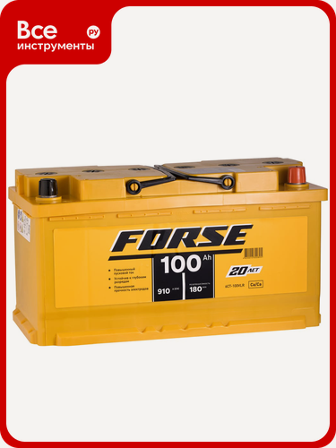 Изображение товара Аккумуляторная батарея FORSE 6ст-100 VLR, 12 V, обратная полярность, для легковых и грузовых автомобилей