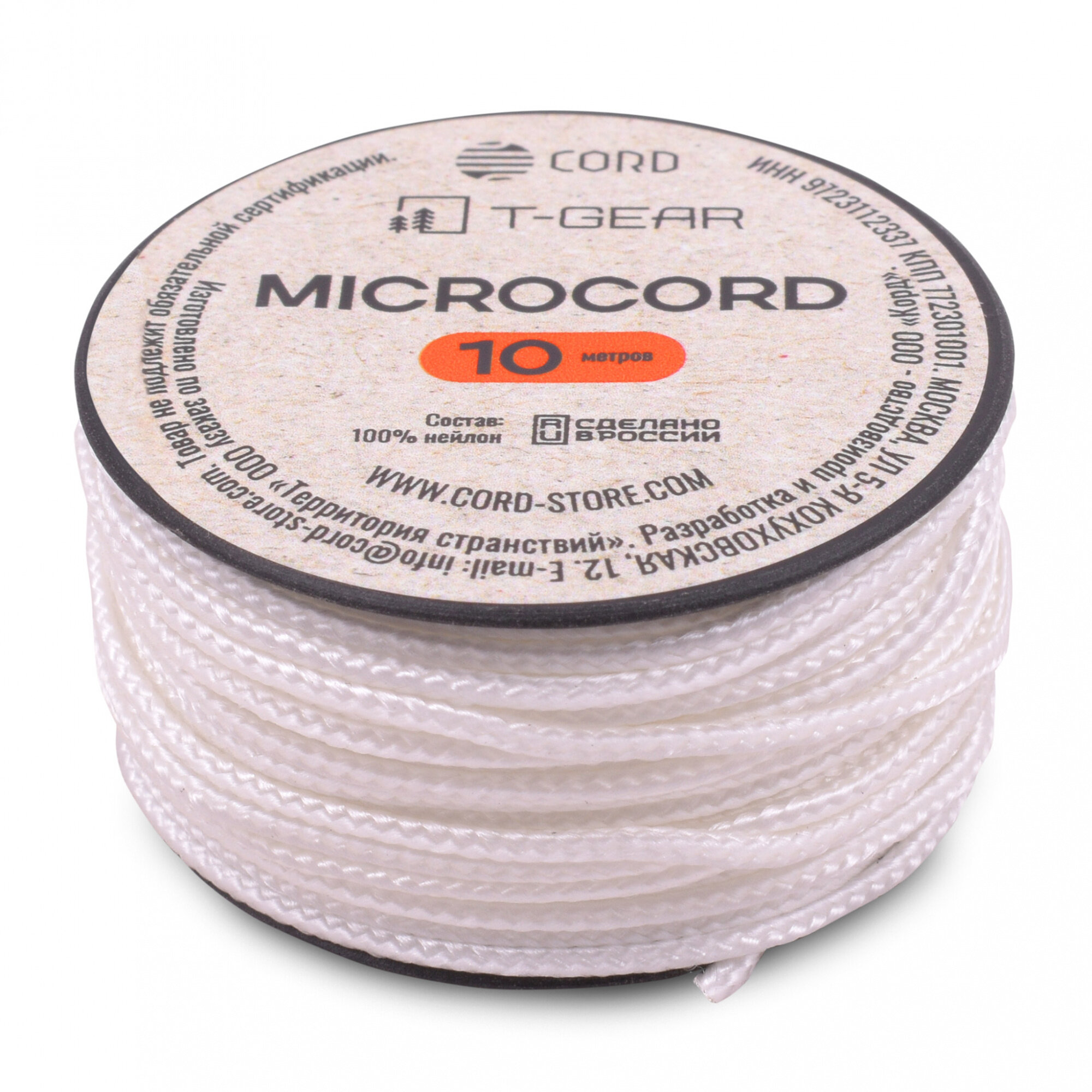 Микрокорд T-Gear x CORD nylon катушка 10м (расцветка - White)