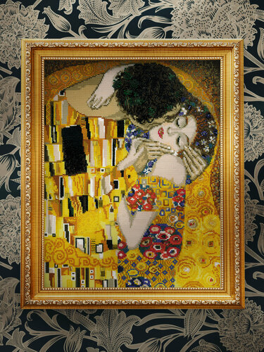 Изображение товара Набор для вышивания крестом Риолис, вышивка крестиком по мотивам картины Г. Климта "Поцелуй", 30*35 см, 1170