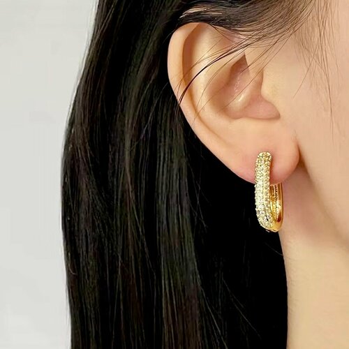 фото Серьги-трансформеры sorona, swarovski zirconia, циркон, фианит, размер 21 мм, золотой