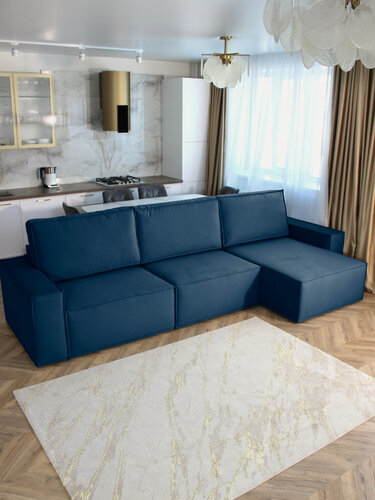 Изображение товара Диван-кровать угловой Конер синий, правый угол, Еврокнижка, 350х155х65 см