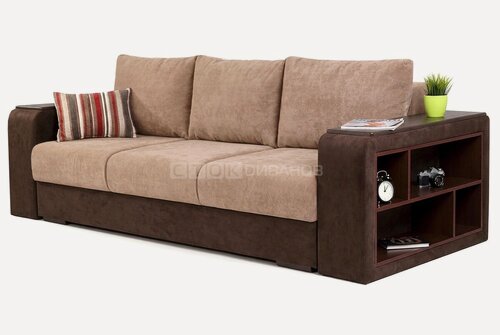 Изображение товара Диван Сток Диванов Манчестер, коричневый антикоготь флок, 255 см, механизм еврокнижка