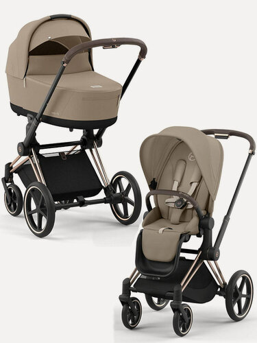 Изображение товара Коляска 2 в 1 Cybex Priam IV Cozy Beige/Rosegold 523001547, до 22 кг, всесезонная, бежевый