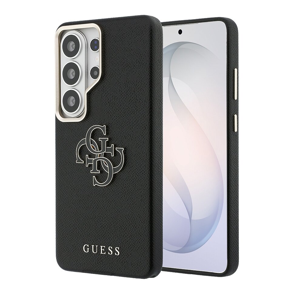 Guess чехол для Galaxy S26 Ultra, кожа PU Saffiano Full Wrapped 4G Big Metal logo & Camera, черный