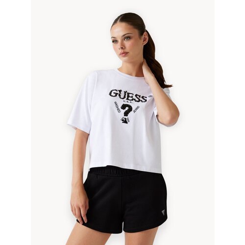 фото Футболка guess aurelie boxy tee, размер xs, белый,