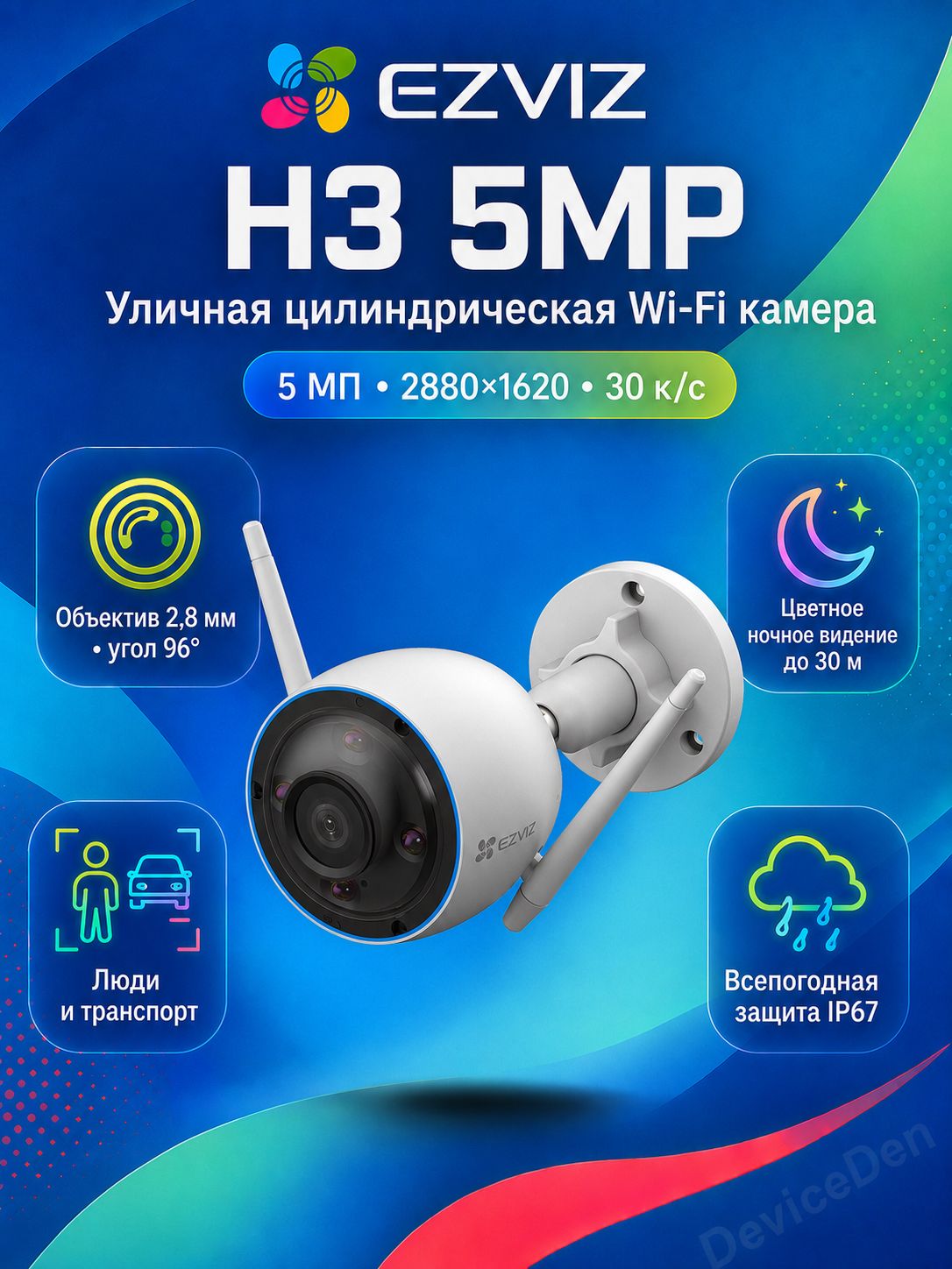 Ezviz CS-H3(5MP,2.8mm) - 5 Мп IP-камера, объектив 2,8 мм