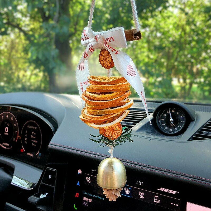 Сбыться желания: автомобильный подвесной декор с натуральными кусочками апельсина и сухими цветами, Feng Shui талисман