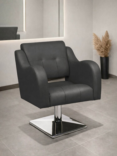 Изображение товара Парикмахерское кресло Волна, гидравлика, квадратное основание, Уютный мастер, темно-серый