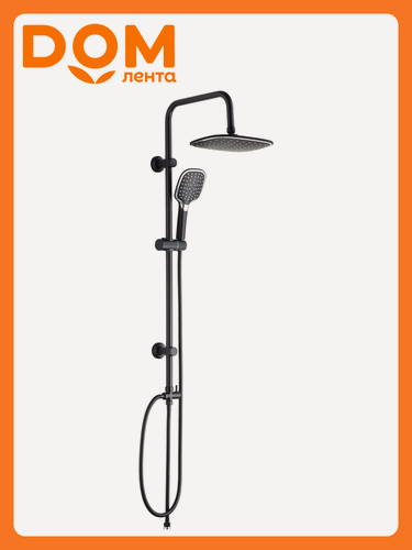 Изображение товара Душевой гарнитур AMANDA с верхним душем d225 мм, нержавеющая сталь, черный