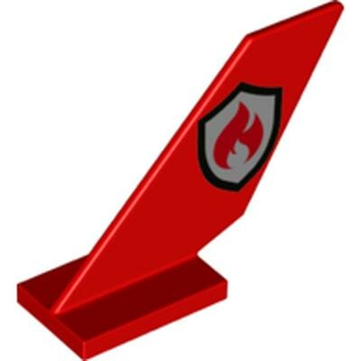 Деталь Lego 6239pb108 Tail Shuttle with Silver and Black Fire Logo Outline Pattern on Both Sides