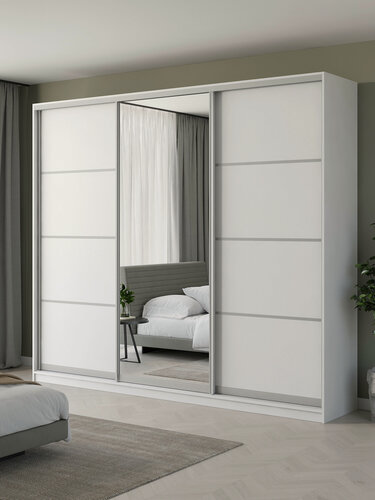 Изображение товара Шкаф купе Матэрна белый + зеркало 270х58х240 см