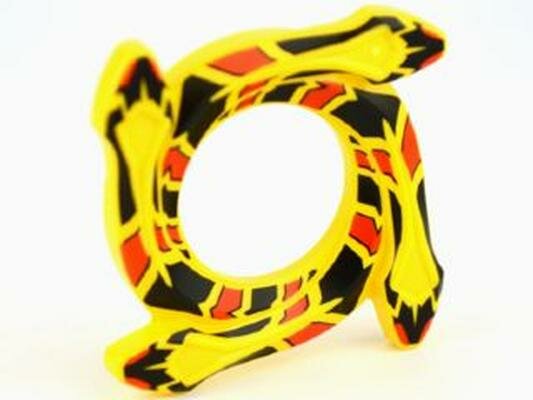 Деталь Lego 98342pb04 Ring 4 x 4 with 2 x 2 Hole and 4 Snake Head Ends and Red and Black Scales Snake Pattern (Ninjago Spinner Crown)
