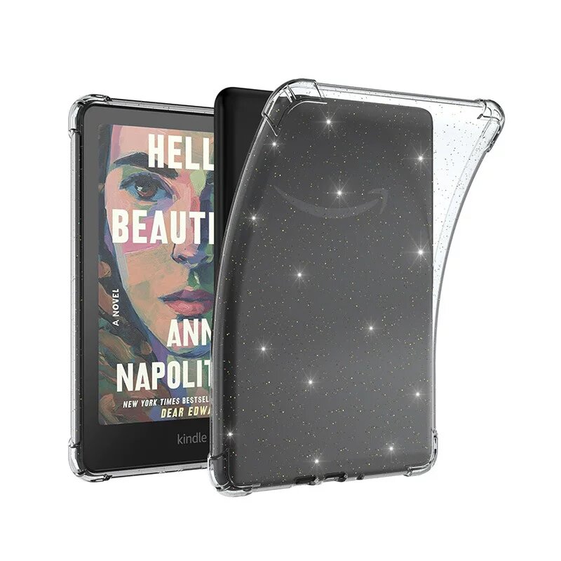 Прозрачный чехол с воздушной подушкой и переливом-пудрой для Kindle Colorsoft - премиум-дизайн