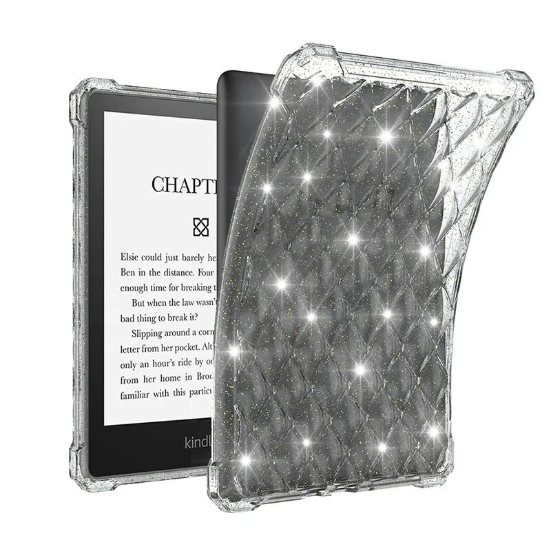 Прозрачный чехол с алмазным узором и переливом-пудрой для Kindle Paperwhite 1/2/3 - стильный дизайн