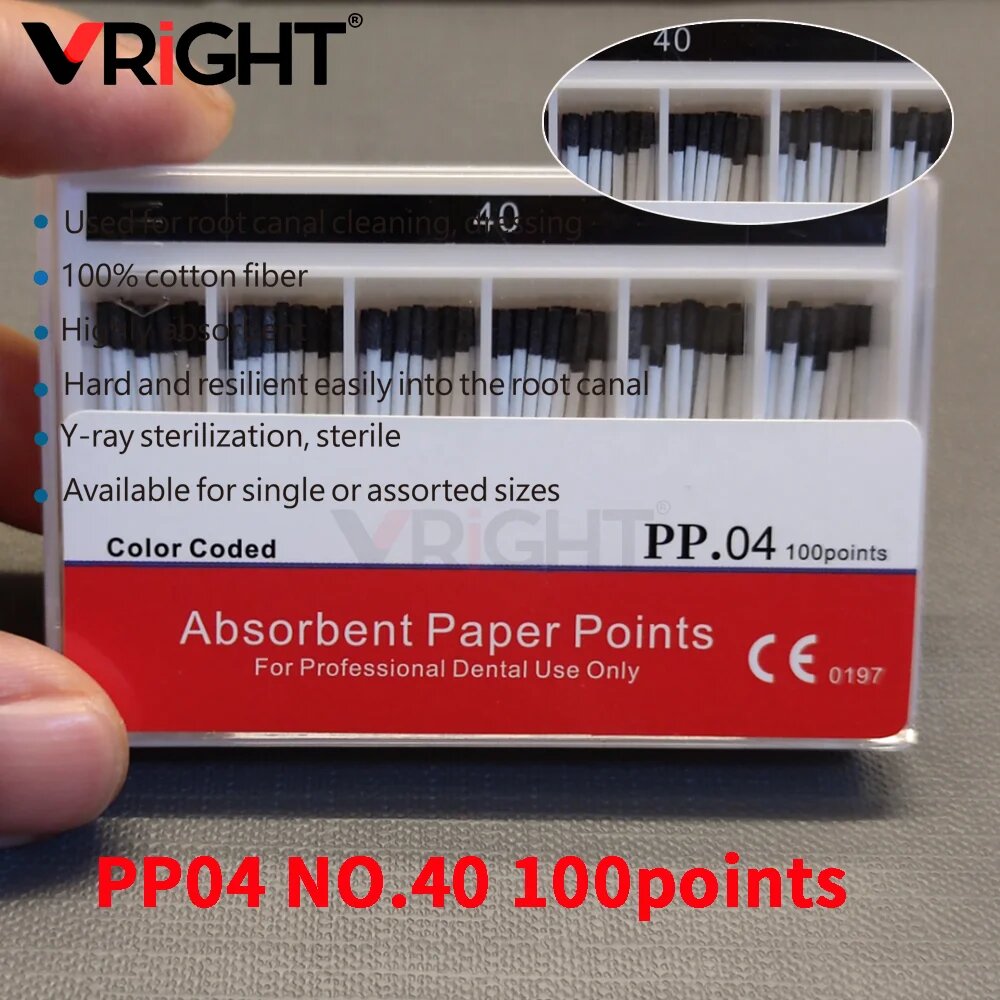 Бумажные точки для эндодонтии VRIGHT PP04 NO.40