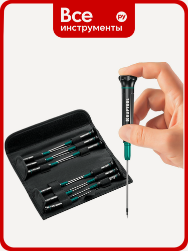 Изображение товара Набор отверток для точных работ 12 шт, KRAFTOOL Precision 12 25689, с любым крепежом
