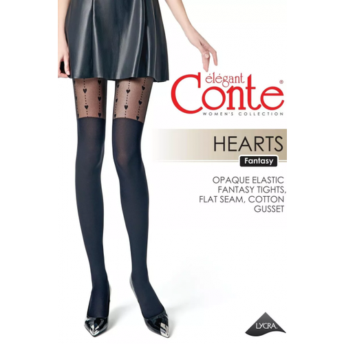 фото Колготки conte hearts 50, 50 den, размер 2, чёрный