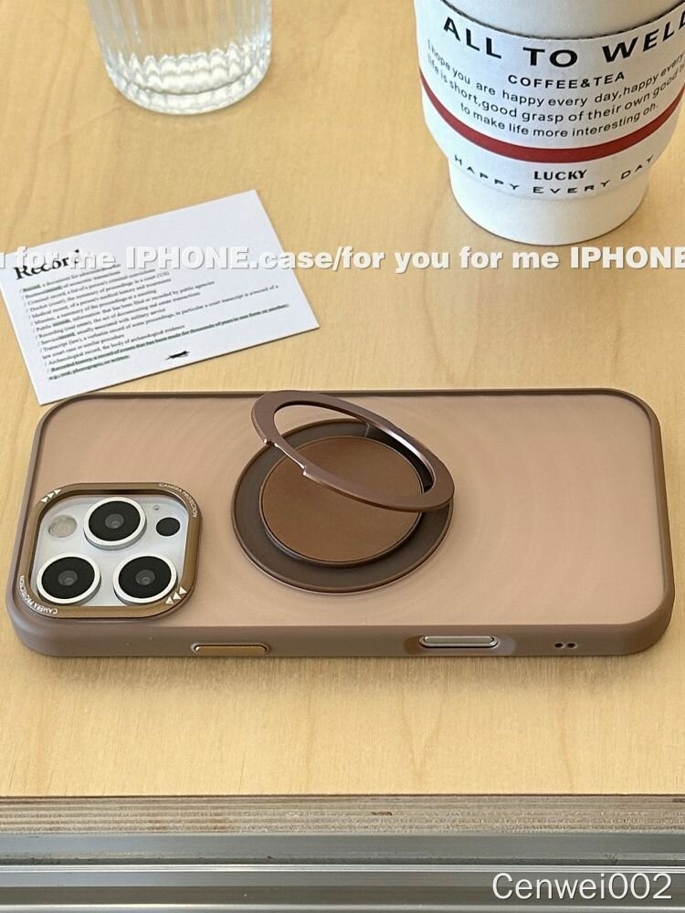 Чехол для iPhone с кольцом-держателем коричневый матовый для повседневного использования подставка для телефона