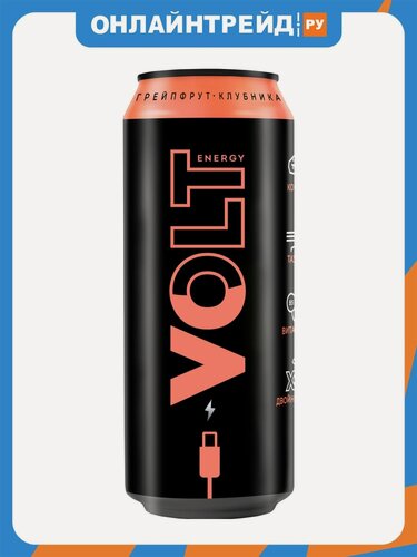 Изображение товара Энегетический напиток Volt Energy со вкусом грейпфрута и клубники 0,45 л ж/б
