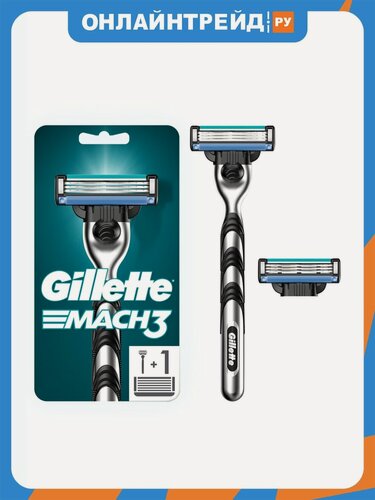 Изображение товара Бритвенный станок Gillette Mach3 с 2 сменными кассетами