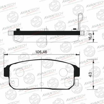 AVANTECH AV205 Колодки тормозные дисковые Avantech задние (противоскрипная пластина в компл.)