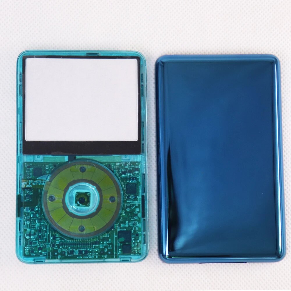 Заглушка задней панели для iPod Video 5-го и 5.5-го поколений, прозрачная Синий, front thin back