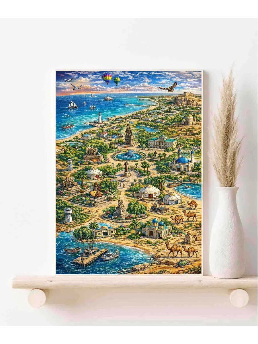 Форт-Шевченко, Казахстан, Fantasy Map, Карта, Плакат 30x42с
