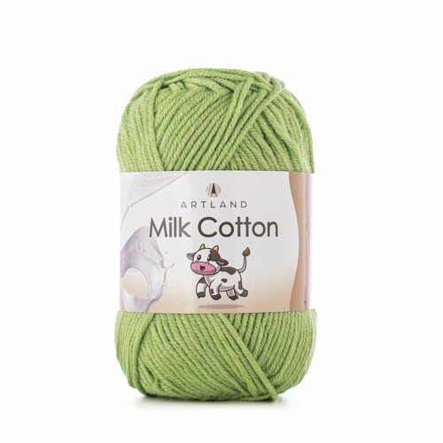 фото Пряжа для вязания artland milk cotton 2 мотка (100 м, 50 гр), цвет 53 светло-зелёный