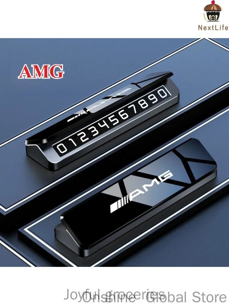 Премиальная Автовизитка Для Парковки AMG, металлическая автовизитка с клеевой основой и магнитными цифрами в красном