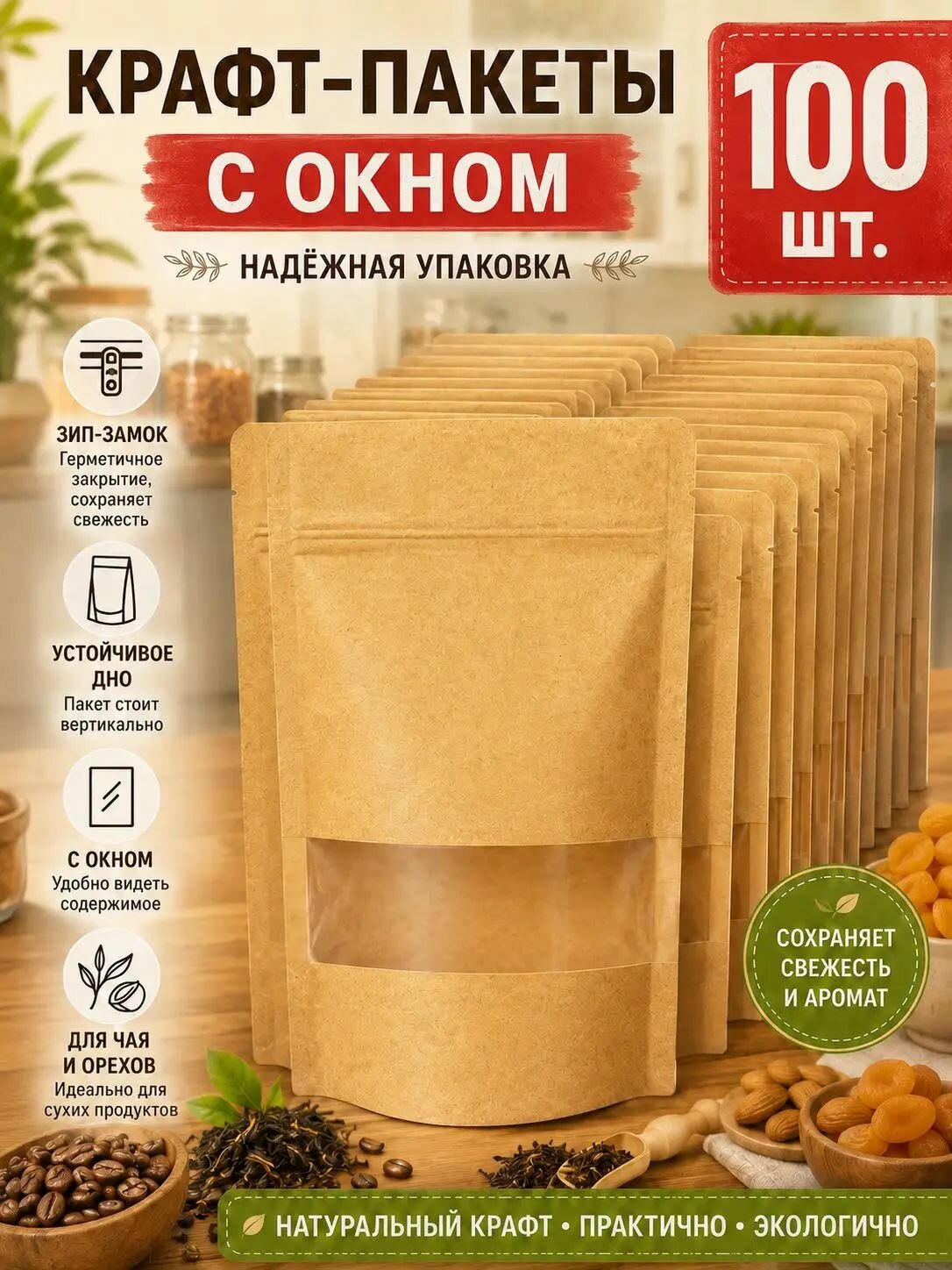 Пакет Дой-пак 14X9 см, 100 шт, 280 мкм