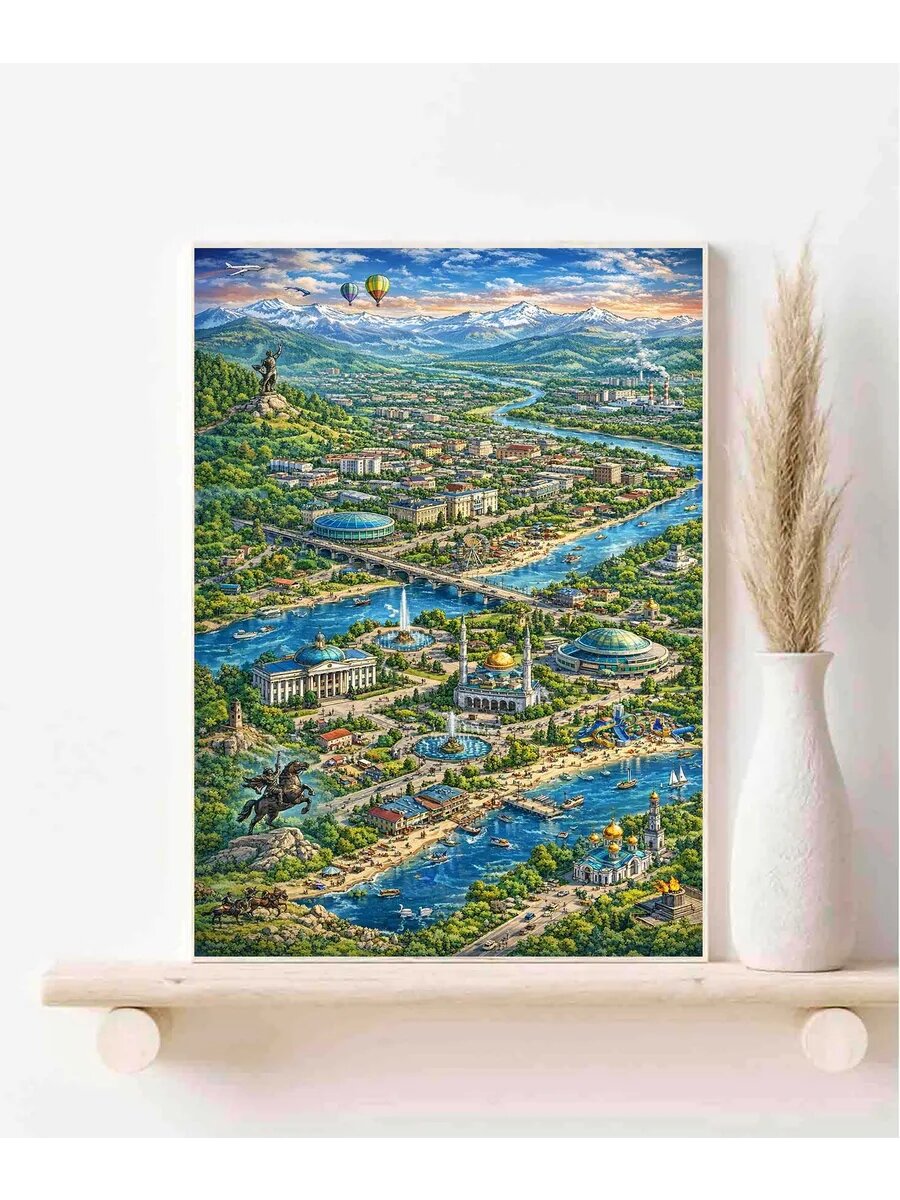 Черкесск, Россия, Fantasy Map, Карта, Плакат 30x42см