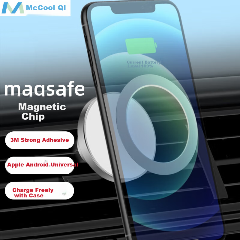 MAIKUQI Metal Magnetic Plate Magsafe Magnetic Adsorption Sticker Ultra-thin Magnetic Patch Car Mount Holder Ring Magnetic Plate Universal for Apple 13/12 Android - Silver [2 Pieces]