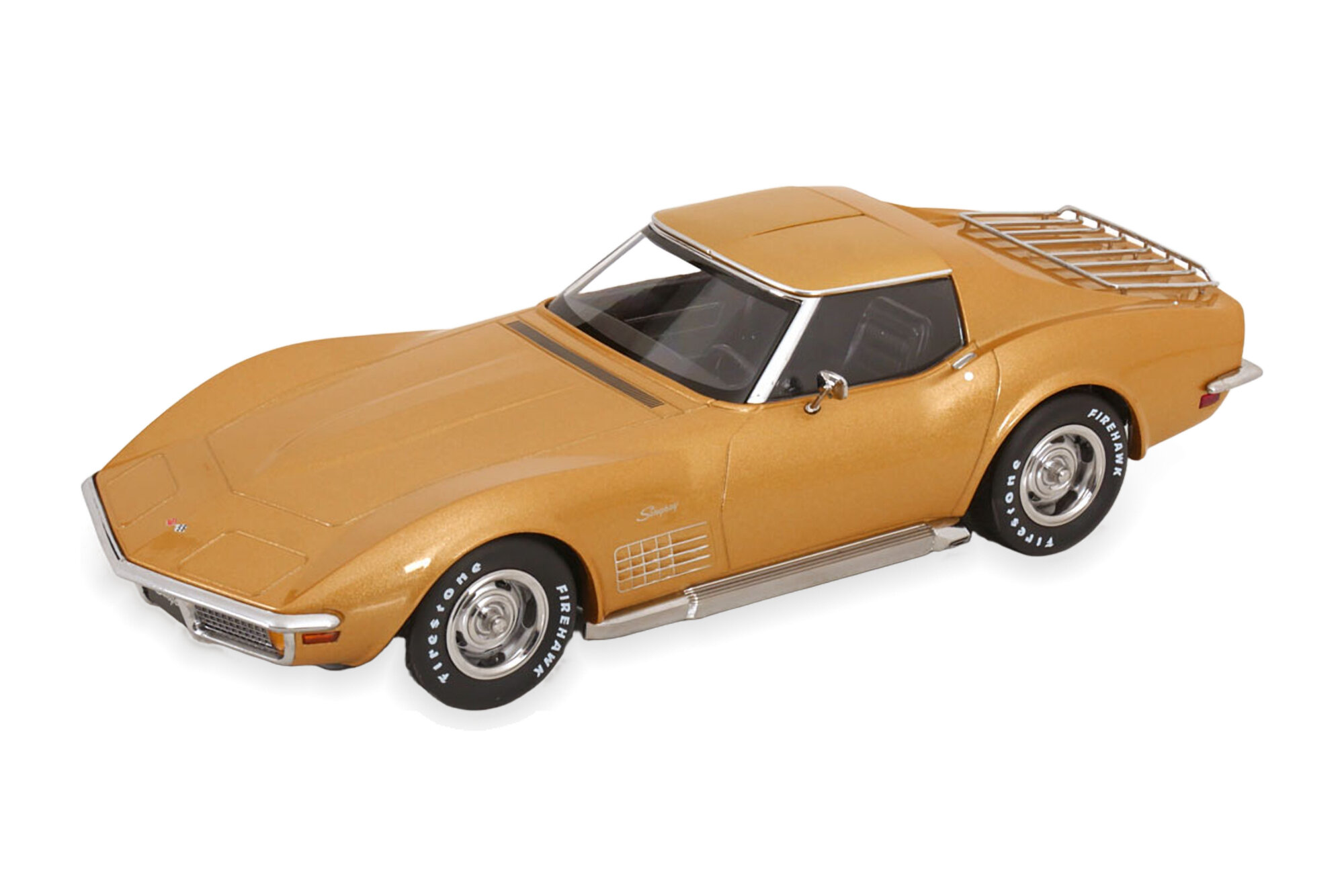 Модель коллекционная KK-SCALE Chevrolet corvette C3 with removable roof parts and side pipes 1972 gold metallic