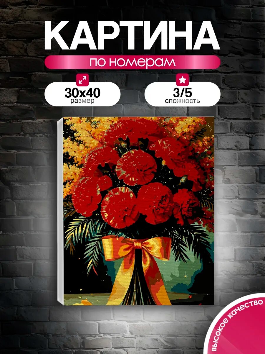 Картина по номерам 30x40 Праздничный салют цветов