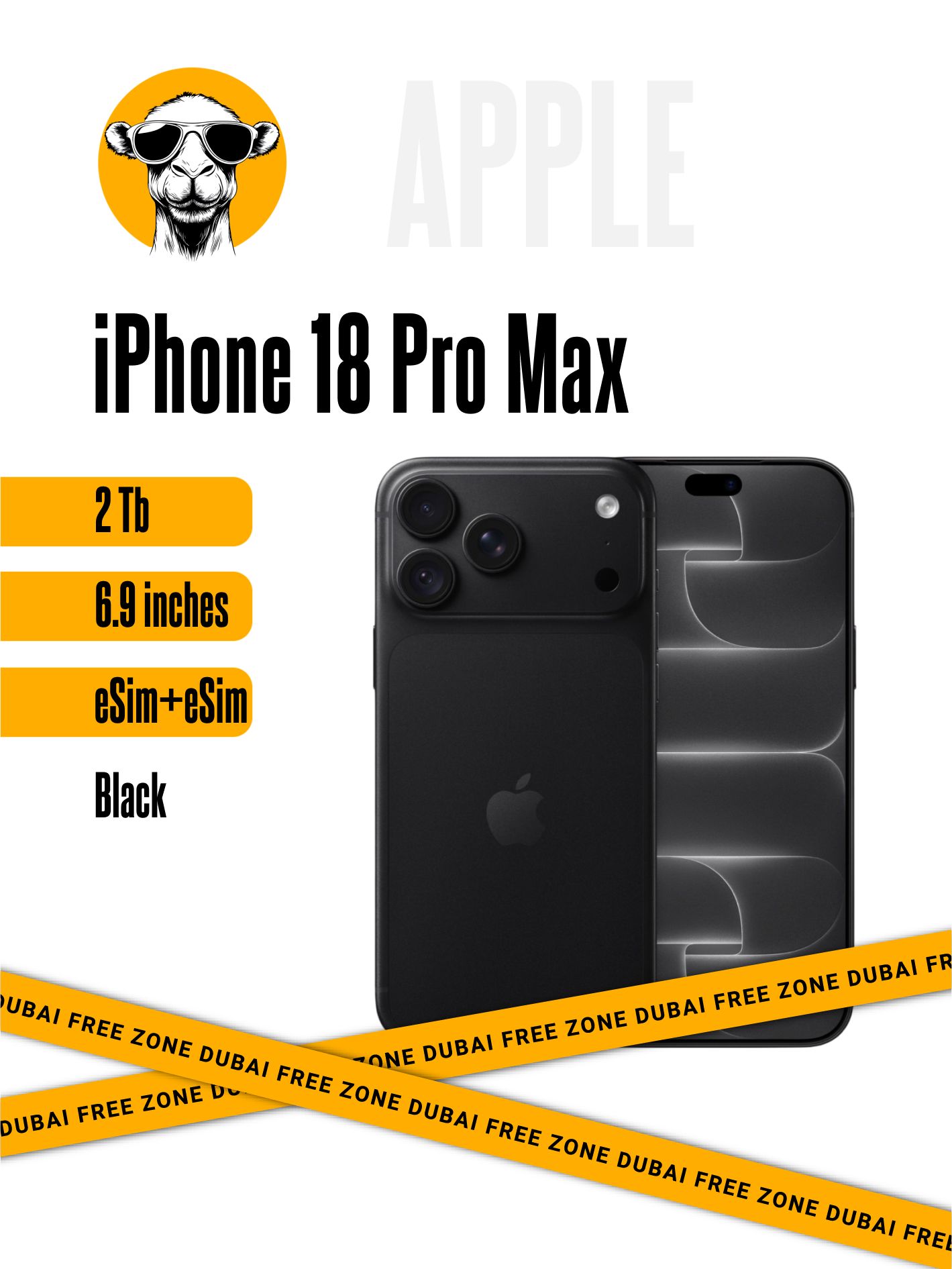 Смартфон iPhone 18 Pro Max 2TB Black E-Sim