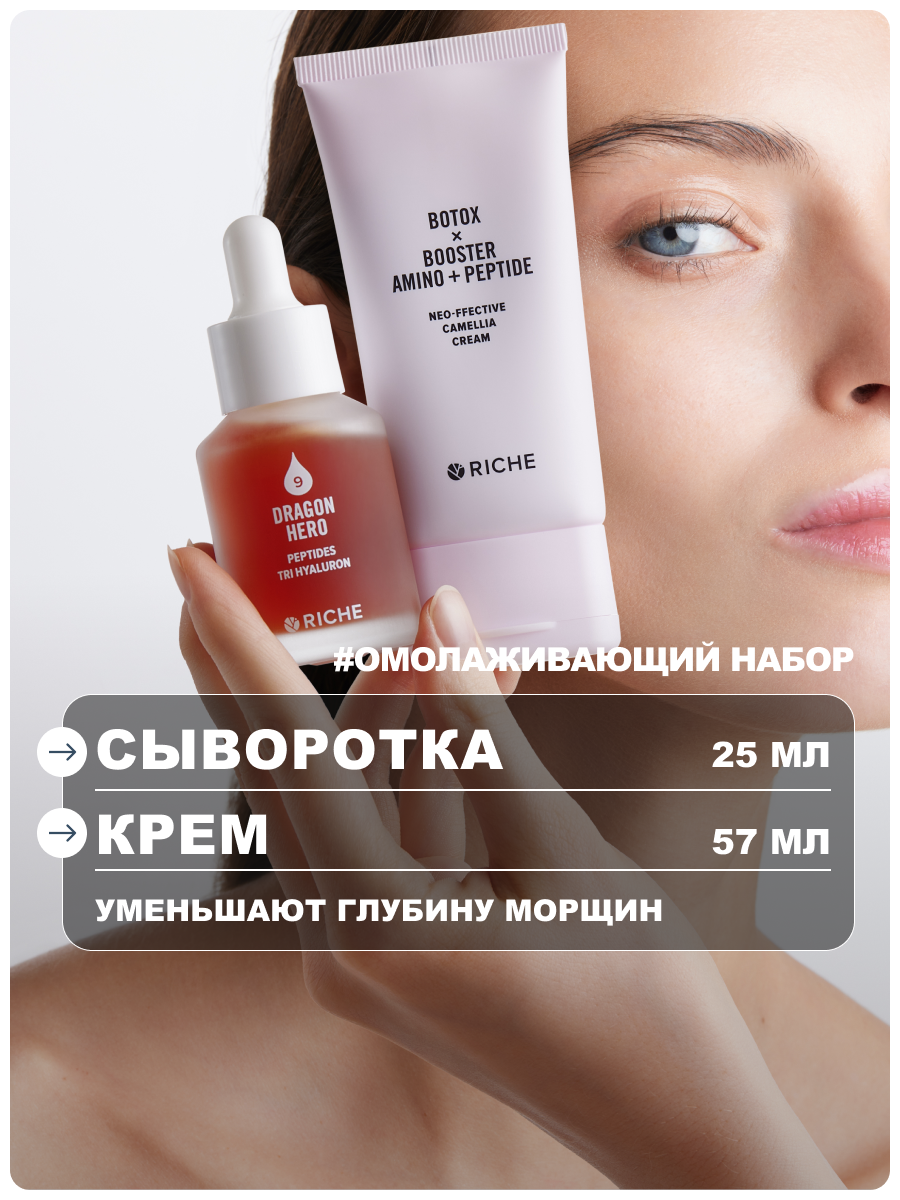 RICHE Набор для лица омолаживающий с пептидами: сыворотка + крем