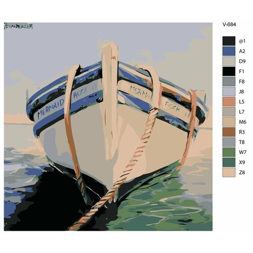 фото Картина по номерам v-684 "носовая часть лодки", 40x40 см brushes-paints