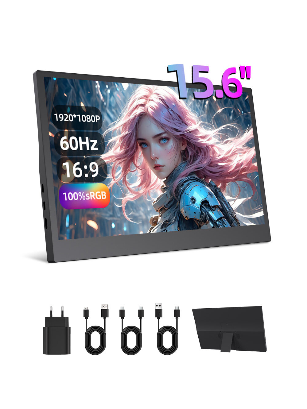 BYONE 15.6" Монитор ZL15.6HR (ZL15.6HR), IPS, 1920x1080 Full HD, 60 Гц, черный матовый